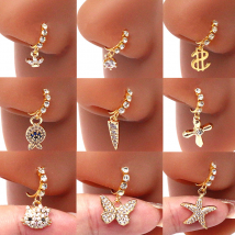 Piercing de nez en forme de tête de papillon, cinq étoiles, couronne USD, ornement de nez, anneau de nez, ornement de piercing humain