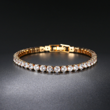 Bracelet Zircon simple rangée 4mm rond plein de diamants chaîne de tennis hip hop bijoux Bracelet de Tennis