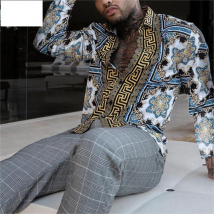 Men's fall vintage shirt Cardigan men's long-sleeved shirt