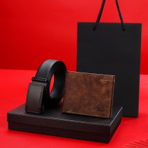 [Cadeau pour hommes] Ensemble de portefeuille de ceinture pour hommes, portefeuille de ceinture à boucle automatique, coffret cadeau