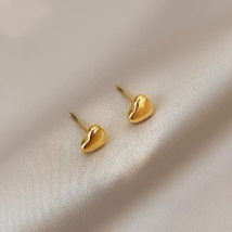 Stainless Steel Gold Peach Heart Love Glossy Small Gold Heart Earrings Stud For Women Fashion Female Love Heart Earring Jewelry