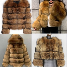 Fur jacket raccoon patchwork women's artificial fur