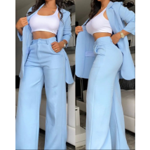 Costume femme revers avec poche tailleur pantalon droit