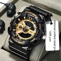 Montre multifonctionnelle tendance en or noir pour étudiants masculins, nouvelle montre électronique de sport étanche, lumineuse et belle pour hommes et femmes