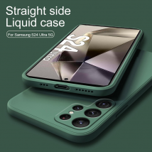 For Samsung Galaxy S24 Ultra Case Square Liquid Silicone Soft Cover Samung Samsang S 24 Plus S24Ultra 5G Camera