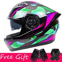 [Send gloves + neck] Double lens full cover helmet for men and women cycling four seasons helmet