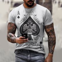 T-shirt homme personnalisé, ample et décontracté, nouveau style, imprimé cartes à jouer, grande taille