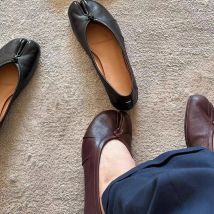 2025 New Wrinkled Full Of Split-toe Pig's Hoof Horseshoe Flat Ballet Mary Jane Single Shoes Hundred Exquisite Temperament