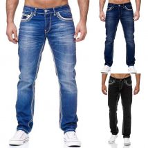 High quality new men's slim fitting double line jeans Golden Classic three color jeans new style
