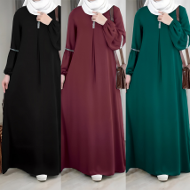 Women's Clothing Fashion long-sleeved Abaya dress Casual sequin sundress outfit