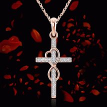 Collier personnalisé en diamant Rose Crucifix pour femmes, pendentif commémoratif, cadeau
