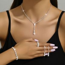 Ensemble de bijoux à la mode et minimaliste, collier, boucles d'oreilles, bracelet, ensemble de bijoux de mariage, bijoux de mariée