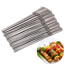 Tube de rangement pour brochettes de barbecue en acier inoxydable, bâtons de gril réutilisables, fourchette plate pour barbecue, ustensile de cuisine, accessoires de camping en plein air
