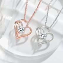collier pendentif double coeur en platine pour femme, coeur à coeur, élégant, haut de gamme, collier d'amour en zircon