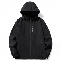 Veste monocouche à capuche couleur unie imperméable pour femme, veste coupe-vent fine à un seul coup, veste d'alpinisme à trois épreuves pour homme