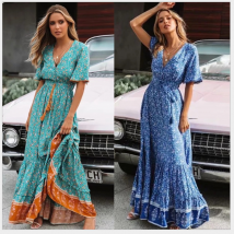 Robes imprimées pour femmes robes longues bohème robes de plage de vacances en bord de mer