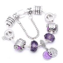 Charm Bracelets Panjia Classic Series Purple Beaded Bracelet Bracelet Diamond Butterfly Beaded Luxury Jewelry