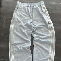 Pantalons de sport pour hommes Pantalons amples en pur coton Pantalons larges et épais Pantalons de survêtement à rayures latérales Pantalons droits à sensation tombante