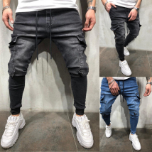 Pantalons de sport décontractés pour hommes, leggings, jeans multi-poches