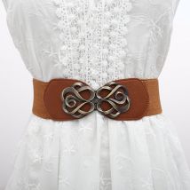 European and n fashion retro rose to button wide version of the waist elastic down dress lady belt