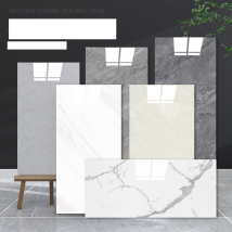 Autocollants de carrelage en plastique en aluminium, autocollants muraux de rénovation imperméables à l'humidité, papier peint mural en marbre imitation, autocollants muraux auto-adhésifs Wa