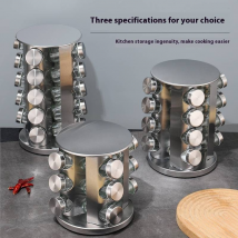 3-Tier Stainless Steel Rotating Spice Rack - 360° Swivel Organizer For Kitchen Countertop, Space-Saving Nordic Style Spice Jar Holder