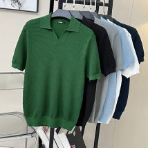 Vêtements pour hommes Pull polo d'affaires pour hommes printemps été et automne Pull Jacquard Aiguille d'ananas Slim Fit Top