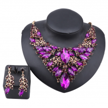 Collier et boucles d'oreilles pendentif en cristal strass, accessoires de fête de mariage, ensemble de bijoux de décoration