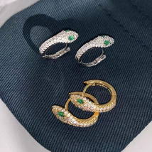 Boucles d&#39;oreilles en forme de serpent avec incrustation de diamants pour femmes, boucles d&#39;oreilles serpent en zircon, boucles d&#39;oreilles pour hommes, bijoux d&#39;oreille haut de gamme légers et luxueux