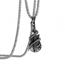Accessoires pour bijoux pour hommes, collier rock punk personnalisé, pendentif guitare python en acier inoxydable