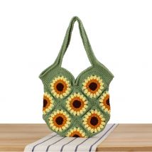 Sunflower Crochet Handbag - Cute Handmade Knitted Tote Bag With Floral Design, Versatile Women's Shoulder Bag