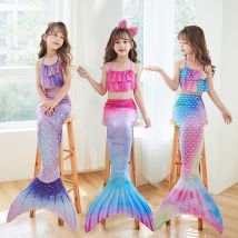 Baby clothesChildren mermaid swimsuit performance Swimsuit three-piece fish tail big and small girls princess skirt bikini costume