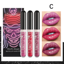 3pcs Liquid Glitter Lipstick Glitter Lip Gloss Diamond Shimmer Matte Lipstick Set Long Lasting High Pigment Glitter Halloween Party Makeup Gift