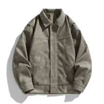 Men's Clothing Retro Lapel Leather Jacket Men Couple Snowflake Velvet Fabric Leather Jacket Men