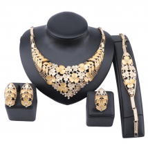 Parures de bijoux de mariage africain de Dubaï, collier, boucles d'oreilles, bague, bracelet pour femmes nigérianes, mariage