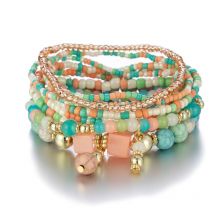 Meilleure vente Bracelet multicouche bohème Bracelet de style bijoux perlé turquoise créatif