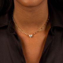 Collier en cristal CANNER Love pour femme en argent sterling avec pendentif en forme de trombone et zircone blanche, bijoux fins tendance 2024