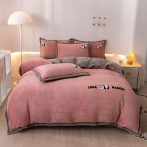 New double sided milk velvet bedding four piece set winter thick warm velvet towel embroidered quilt cover bed sheet three piece set