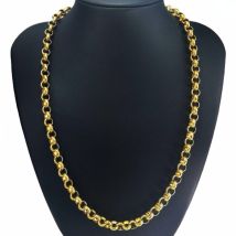 Cool   Filled Belcher Bolt Ring Link Mens Womens Solid Necklace Jewllery 8mm Band Width N220