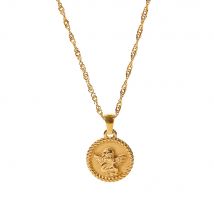 Pendentif ange mignon pour femme collier en acier inoxydable plaqué or chaîne vague d'eau bijoux accessoires