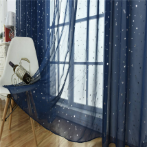 Silver Star Window Curtain - Sheer Net Panel For Bedroom & Living Room (Celebrity Style, Breathable Design)​