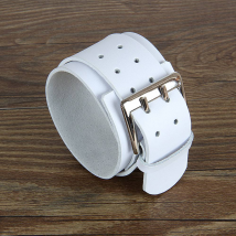 Bracelet 1pc Vintage Wide Leather Bracelet Fashion Punk Rock Exaggerated Double Leather Large Buckle Men Bright Leather