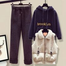Vêtements pour femmes Costume trois pièces salé ou sucré pour femme, gilet rajeunissant d'hiver, pull en laine d'agneau, pantalon en laine, costume à la mode