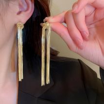 Boucles d'oreilles à pampilles exagérées, boucles d'oreilles à chaîne longue pour femmes haut de gamme