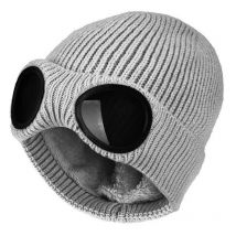 Accessoires unisexes lunettes bonnet tricoté plus velours épais chapeau en laine résistant au froid protection des yeux chapeau élastique pull chapeau