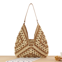 Hand-woven Soft Large Straw Shoulder Bag Boho Straw Handle Tote Retro Summer Beach Bag Rattan Handbag