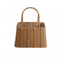 Panier de rangement en rotin tressé fait main, panier à fleurs fait main, panier de rangement de voyage extérieur vintage