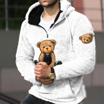 Man's clothing Teddy bear warm men's double-sided fleece hoodie outdoor casual hoodie