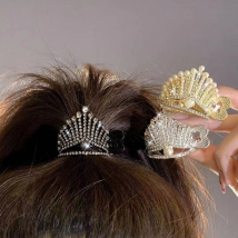 Barrettes à cheveux en perles coréennes et strass pour femmes, mini pinces à cheveux de luxe en cristal chic, épingles à cheveux en forme de crabe, accessoires pour cheveux féminins