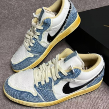 Jordan Air Jordan 1 Low SE « World Make Japan », chaussures de basket-ball rétro basses, confortables et polyvalentes, blanches et bleues